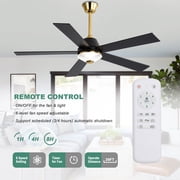 Cusp Barn 52 Modern Indoor Ceiling Fan with LED Lights and Remote Control, DC Motor 6 Speeds, Gold Finish, Reversible Blades