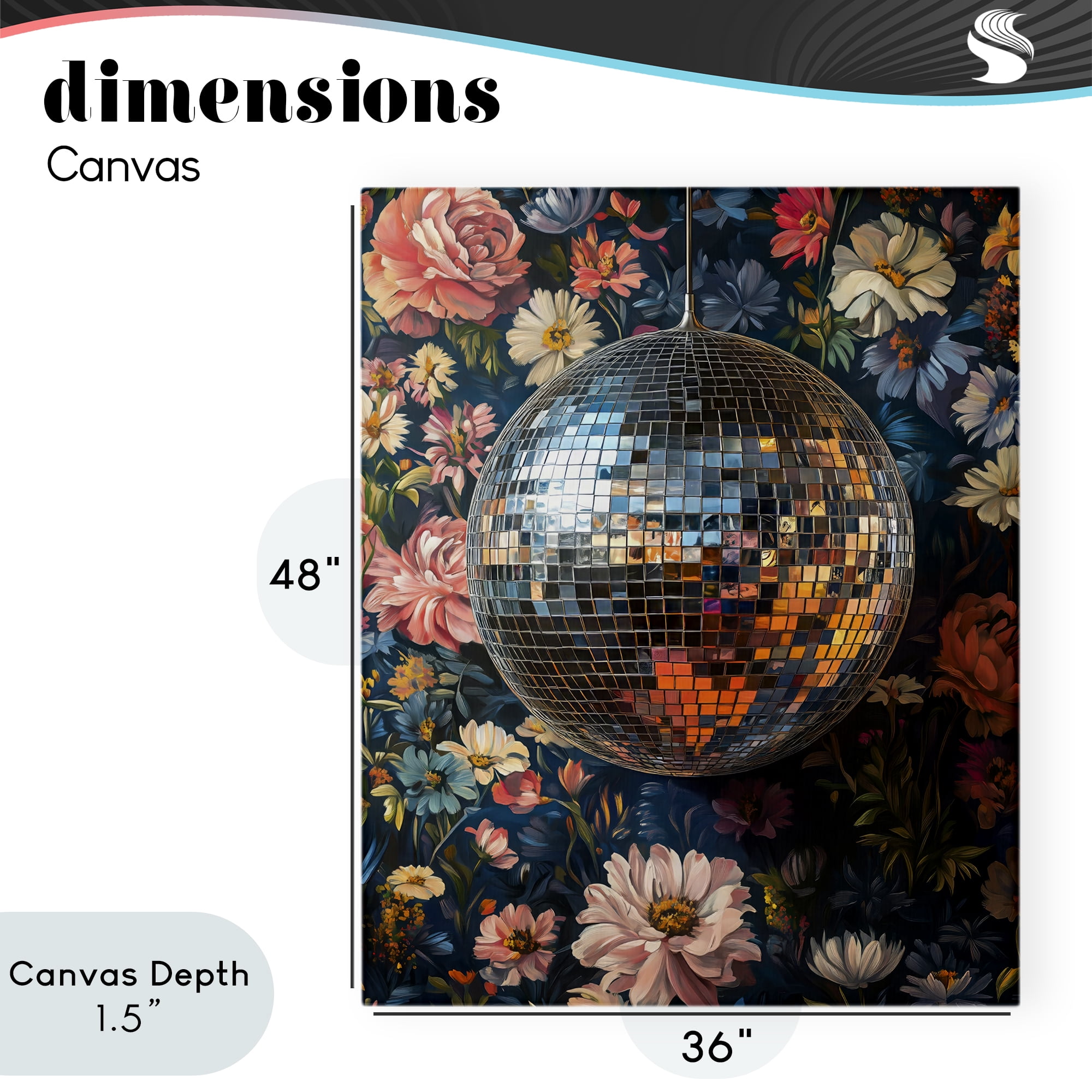 Stupell Industries Floral Disco Ball Reflection Canvas Wall Art, design by LSR Design Studio