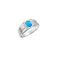 thumbnail image 3 of RYLOS Men's Rings Sterling Silver Classic 7X5MM Oval Gemstone & Diamond Ring Turquoise Birthstone Rings For Men, Silver Rings, Size 9, 3 of 7