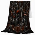 thumbnail image 2 of Motorcycle Eagle Metallic Scrollwork Design Black, Dramatic Artistic Scene, Warm Flannel Blanket for Home Library and Reading Nook, Art Lovers Housewarming Gift, Artistic Home Decor, 2 of 9