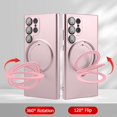 thumbnail image 3 of Compatible with Samsung Galaxy S22 Ultra Case with Magnetic Ring Holder [Compatible with Magsafe & Camera Lens Protector] Soft TPU Shockproof Kickstand Phone Case for Galaxy S22 Ultra Pink, 3 of 12
