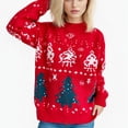 thumbnail image 4 of TIMIFIS Chandails de Noël pour Femmes Décontractés à Col Rond Chandails à Enfiler Hauts Automne Manches Longues Extensibles Flocon de Neige Renne Chandail Tricoté, 4 of 7