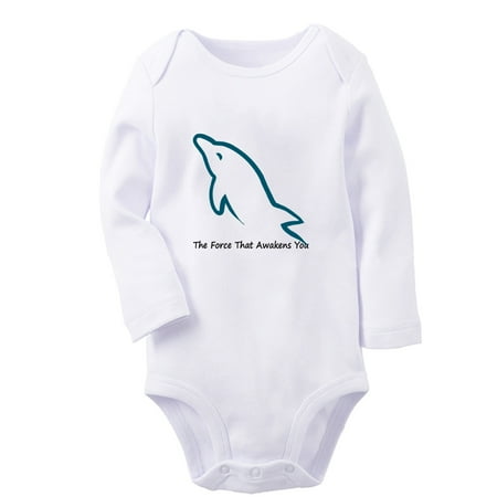 

iDzn® The Force That Awakens You Funny Rompers Newborn Baby Unisex Bodysuits Infant Animal Dolphin Graphic Jumpsuits Toddler Kids Long Sleeve Oufits (White 6-12 Months)