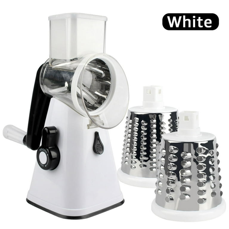 Rotary Cheese Grater with 3 Interchangeable Blades Drum Vegetables Cutter Chopper with Suction Cup Base Mandoline Kitchen Accessories, Size: 13.2