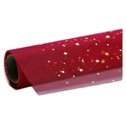Panda Superstore Gold Star Moon Mesh Yarn Korean Flower Bouquet Packaging Wrapping Paper Supplies, Red