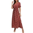 thumbnail image 4 of Enjiwell Women's Holiday Maxi Sundress Floral Print Short Sleeve Bohemian T-Shirt Dress, 4 of 4