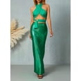 thumbnail image 4 of Liacowi Women 2Pcs Skirts Set Sleeveless Cross Halter Neck Crop Tops + Long Sequins Mermaid Tail Skirt, 4 of 9