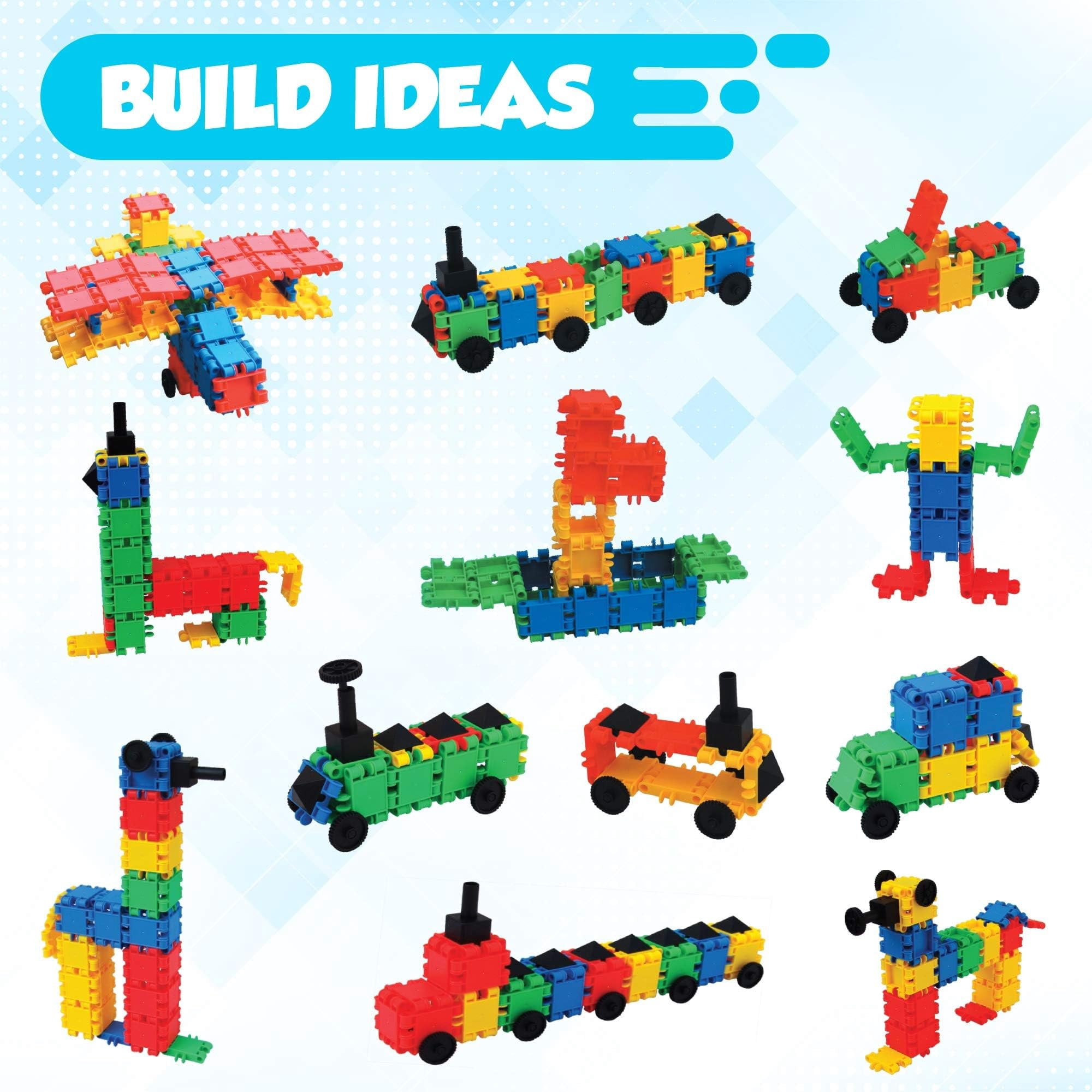 Snapid Building Bricks 400 Pcs Connecting Toy - Strong Durable Colorful Block Set w Storage, Interlinking Construction Blocks for Kids - STEM Development, Creativity and Educational Children Toys, 4+