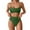 Green, variant on Women's 2 Piece Floral Print Bikini Sets Crew Neck Swimsuits High Waisted Bathing Suit Beach Summer Swimwear L