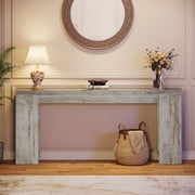 Finmind 71 Long Console Table, Narrow Distressed White Entryway Table Wood Sofa Table