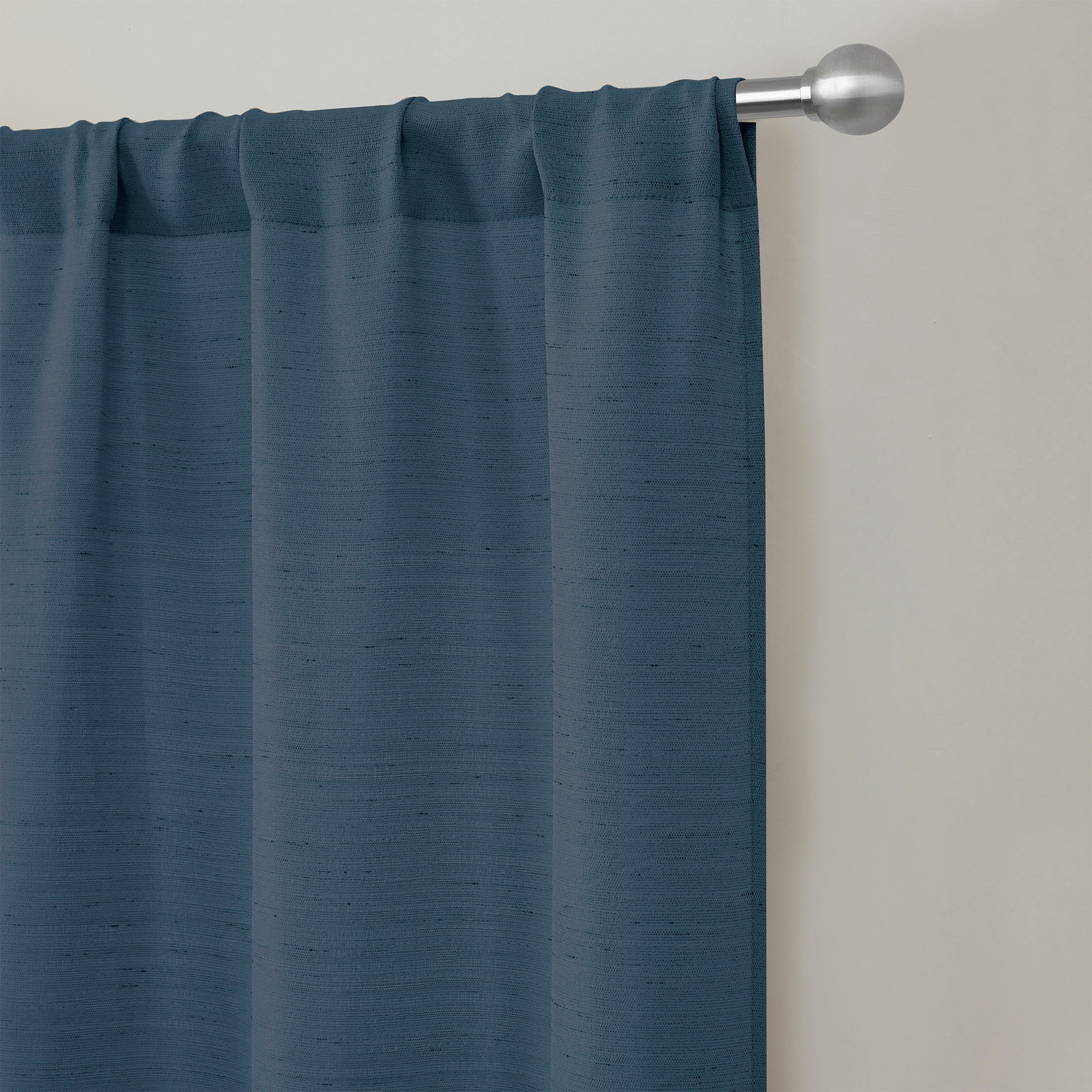 Mainstays Textured Solid Light Filtering Curtain Panels, Set of 4, Navy, 28"W x 84"L
