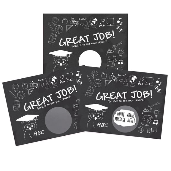 My Scratch Offs Teacher Reward Scratch-Off Note Cards and Stickers, Black, 50 Count