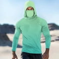 thumbnail image 2 of Dagegui Men's Pullover Sun Hoodie with Built-In Face Mask Rash Guard UPF Long Sleeve Cooling UV Protection Fishing Shirt Summer Tops Mint Green M, 2 of 5