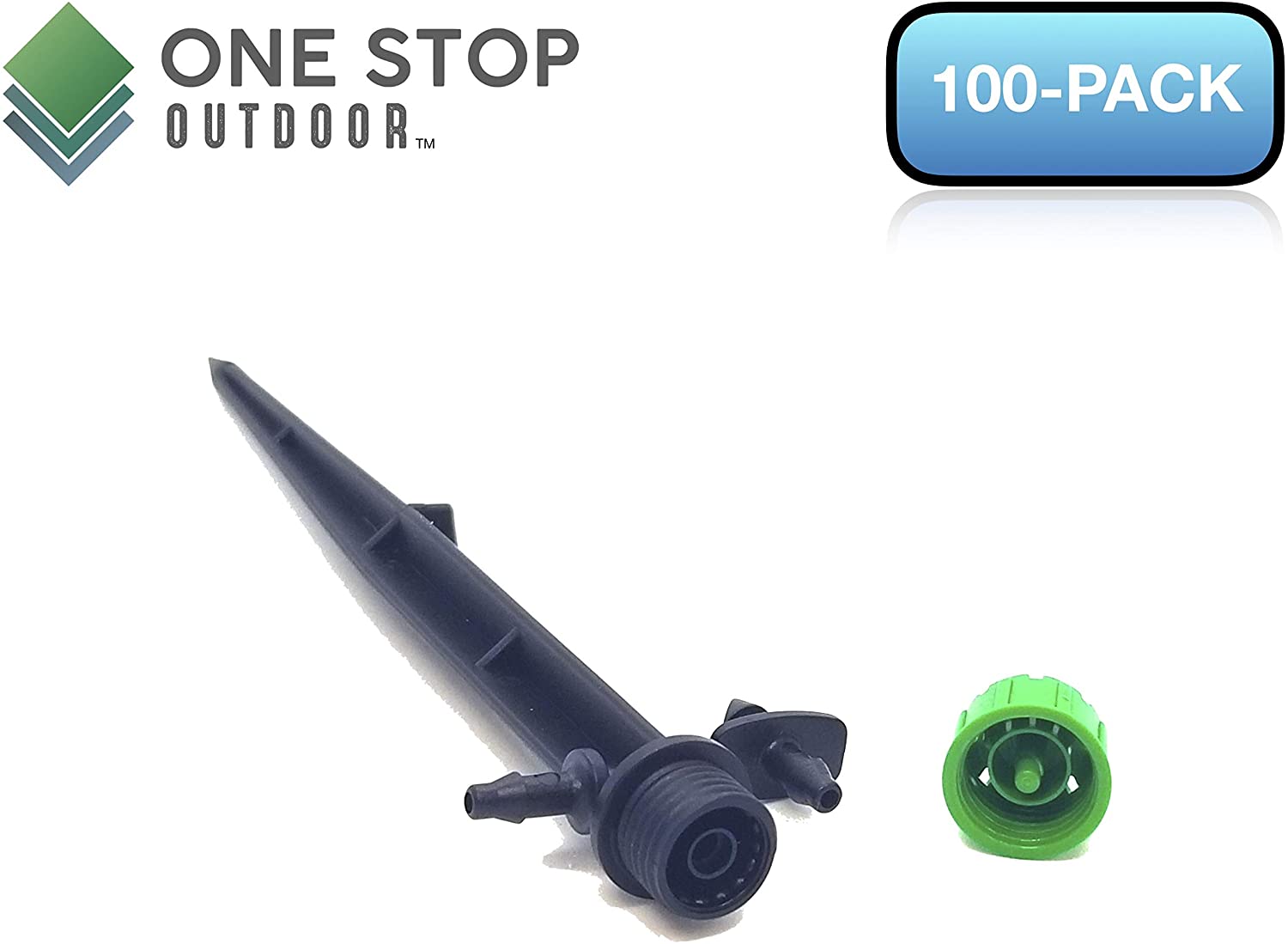 One Stop Outdoor Universal 1/4" Drip Emitter to 1/4" Tubing Adjustable Flow 100 Pack