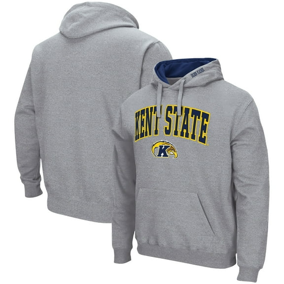 Men's Colosseum Heather Gray Kent State Golden Flashes Arch & Logo 3.0 Pullover Hoodie