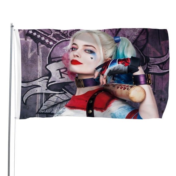 Harley Quinn-themed Printed Flag Perfect gift for fans, friends, and family members, and suitable for indoor and outdoor activities, party decorations.16"x24" (40cm×60cm)