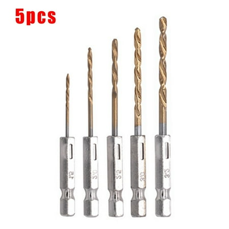

5pcs HSS TITANIUM COATED HEX SHANK METAL DRILL BIT SET Drill Bits