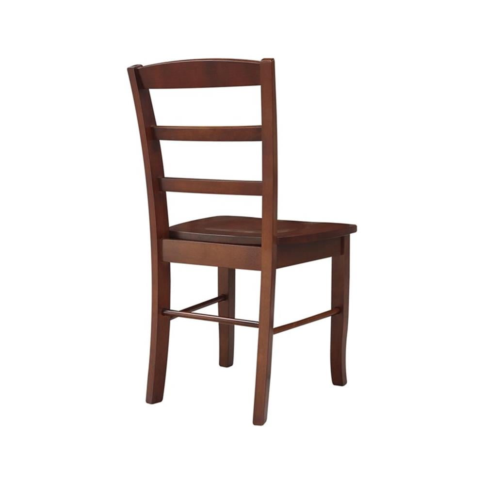 Set of Two Solid Wood Madrid Ladderback Chairs in Espresso