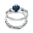 thumbnail image 5 of His and Hers 3 Piece Trio Sterling Silver Blue Titanium Wedding Band Engagement Ring Set 12/6, 5 of 9