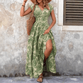 thumbnail image 2 of EASYBRA Women Retro Floral Print V Neck Short Sleeve Maxi Dress Elegant Casual A Line Summer Dress, 2 of 5