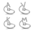 thumbnail image 4 of Adjustable Copper Letter Rings with Sterling Silver and Gem Inlay - European and American Style Women's Jewelry - A to Z Initial Rings, 4 of 6