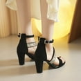thumbnail image 5 of CQONEPT Rhinestones Sandals for Womens Dressy, Open Toe Ankle Strap Low Block Chunky Heels Sandals Sparkly Crystal Sandals Heels Shoes for Party Wedding Size 5.5 Black, 5 of 8