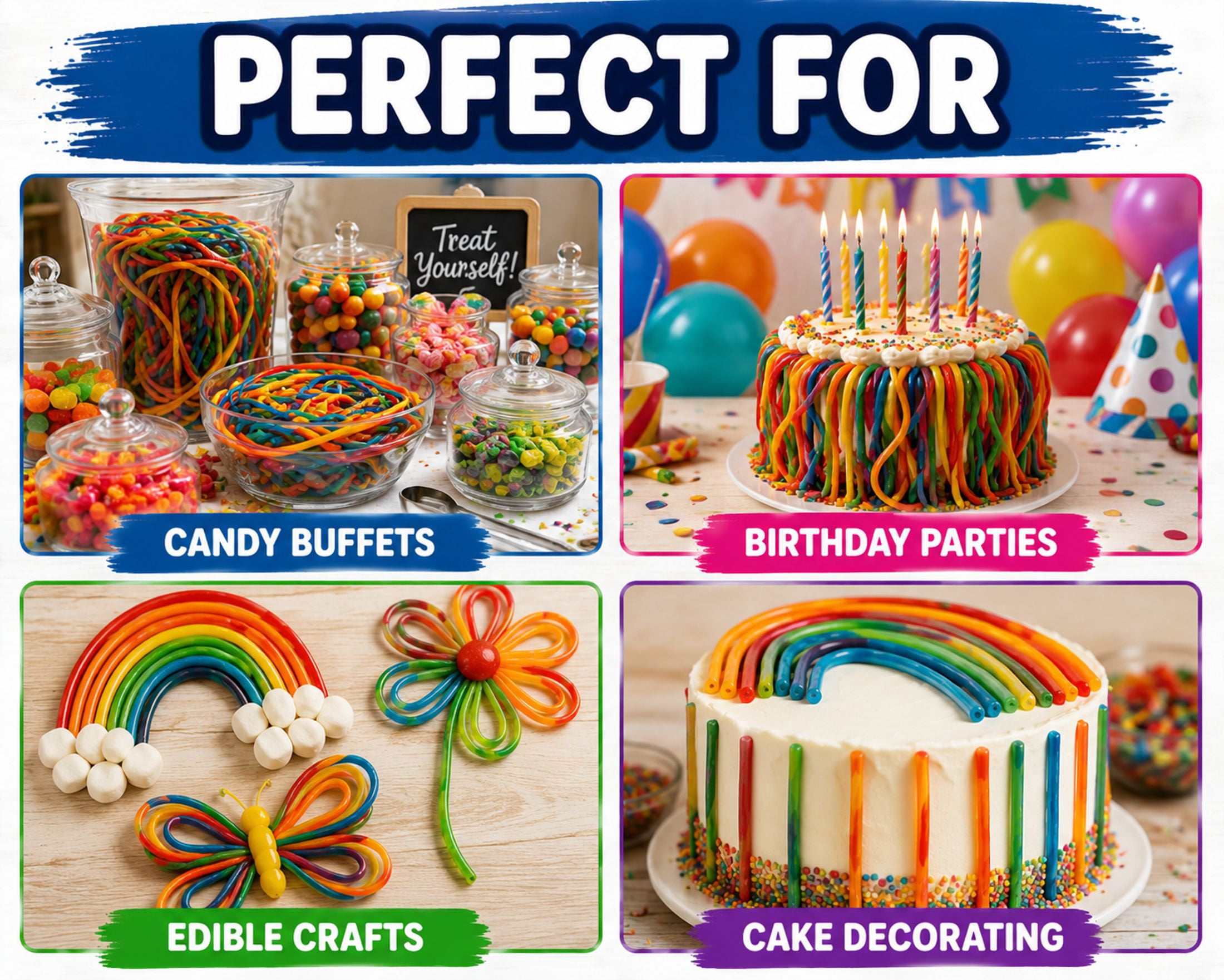 Gustaf's Rainbow Licorice Laces Candy 2 lb Bag Multi-Flavored Strawberry Apple Blue Raspberry Tutti Frutti