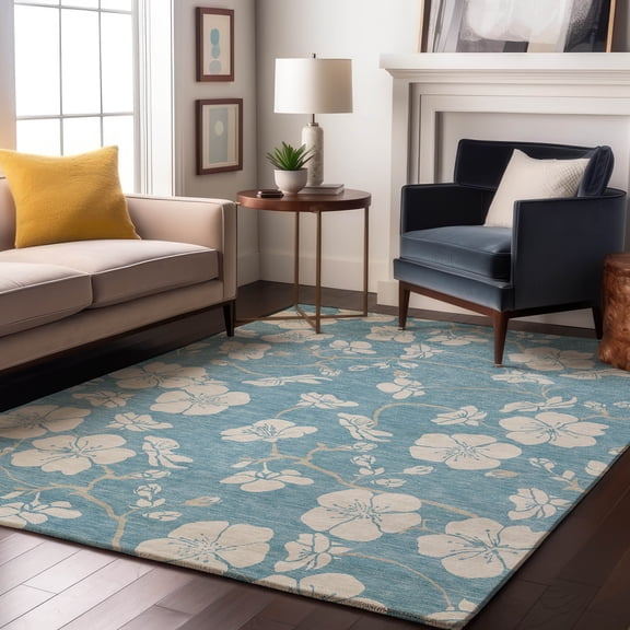 Addison Rugs Mayfield Premium Machine Washable Transitional Floral Sky Rectangle Rug, 5' x 7'6"
