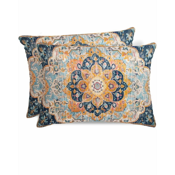 Hokiten Pillow Cases Queen Size Set of 2, Couch Pillow Covers, Abstract Flower, Satin Pillowcases with Zipper for Hair/Skin, Pillow Protector Cover, Boho Vintage Colorful Native Print 20x30 Inches