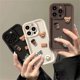 thumbnail image 2 of Korean Cute Cartoon 3D Coffee Bear Phone Case For iPhone 15 14 13 12 11 Pro Max X XR Soild Color Silicone Shockproof Soft Cover, 2 of 5