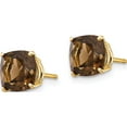 thumbnail image 2 of 14K Yellow Gold 7mm Cushion Smoky Quartz Earring (8 X 8) Made In United States xe108sq, 2 of 4