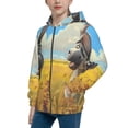 thumbnail image 2 of Pofeuu Funny Countryside Donkey Print Teenage Zipper Hoodie Sweatshirts Hooded Casual Jackets With Pocket For Boys Girls-Medium, 2 of 6