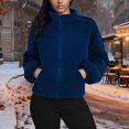 thumbnail image 2 of LEBONYARD Women's Trendy Zipper Fuzzy Stand Up Collar Thicken Fleece Liner Comfy Solid Colored Long Sleeve Casual Loose Warm Fitting Jacket Coat, 2 of 9
