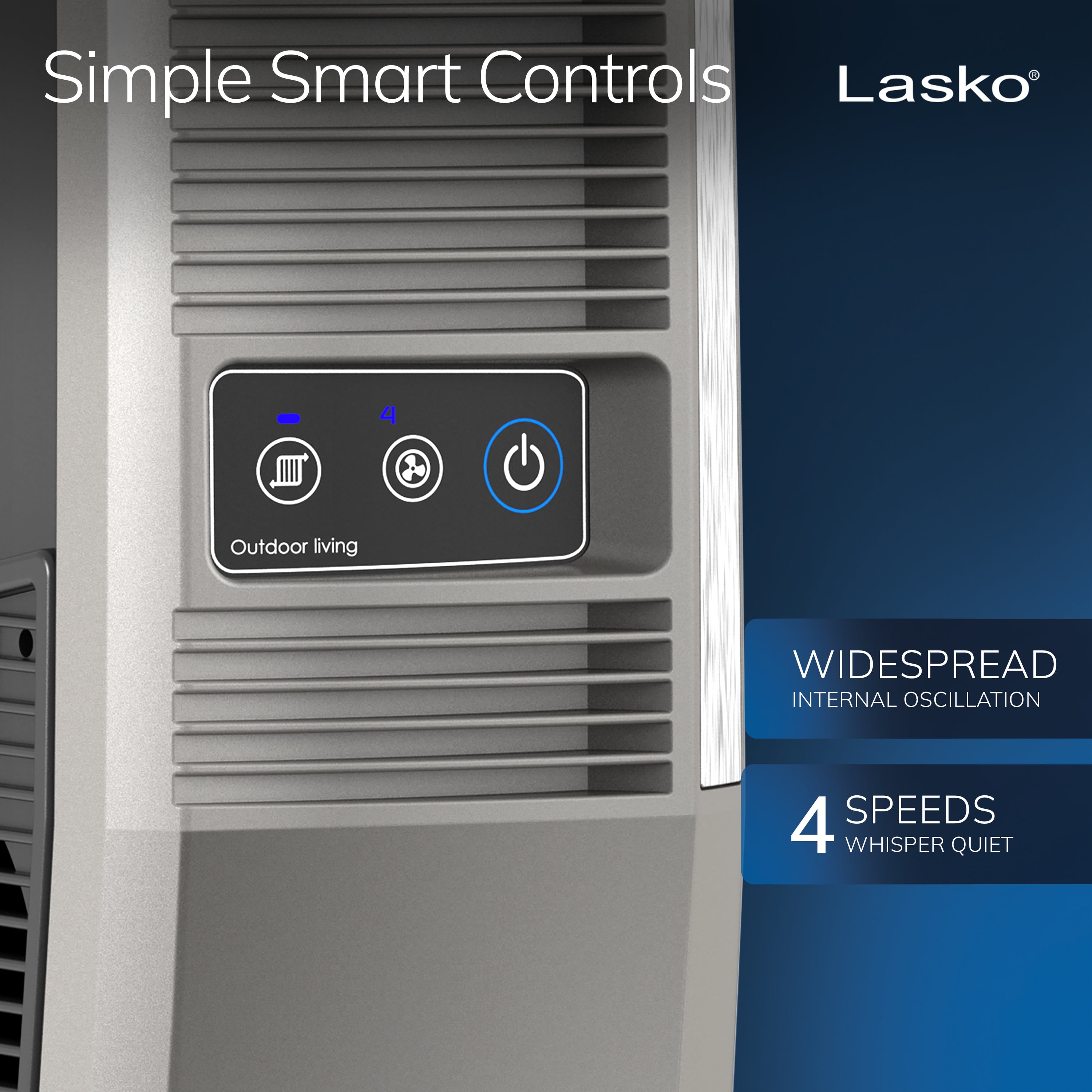 Lasko 42" 4-Speed Oscillating Tower Fan for Decks and Patios, 276 CFM, YF202