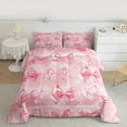 thumbnail image 3 of Homewish Ribbon Bow Tie Bedding Comforter Set,Girls Kawaii Bowknot Twin Comforter Sets,Dreamy Pink Bedding Set For Kids,Breathable Home Decor Reversible,2pcs, 3 of 9