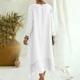 thumbnail image 5 of QUNYINEY Long Sleeve Women Dresses A Line Long White Summer Dresses Flowy Crew Neck Loose Fit with Pockets Dresses, 5 of 8