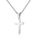 thumbnail image 1 of ZHAOCHENG Collar con cruz para hombre, colgante con cruz de acero inoxidable y plata simple, joyería sencilla, regalo, cadena de 22 pulgadas, 1 of 4