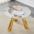 thumbnail image 2 of Miekor Furniture 42-Inch Stainless Steel White Pattern Burning Stone Round Table With Gold Legs Round Table Suitable For 2, 4 Or 6 00005, 2 of 12