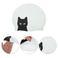 thumbnail image 3 of Gorro de natación de silicona impermeable de dibujos animados 1 Pc Negro, Blanco ["Gato"], 3 of 5