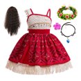 thumbnail image 4 of Girls Adventure Moana 2 Cosplay Costume Kids Summer One Shoulder Sleeveless Vintage Princess Dress Set Halloween Party Clothing, 4 of 5