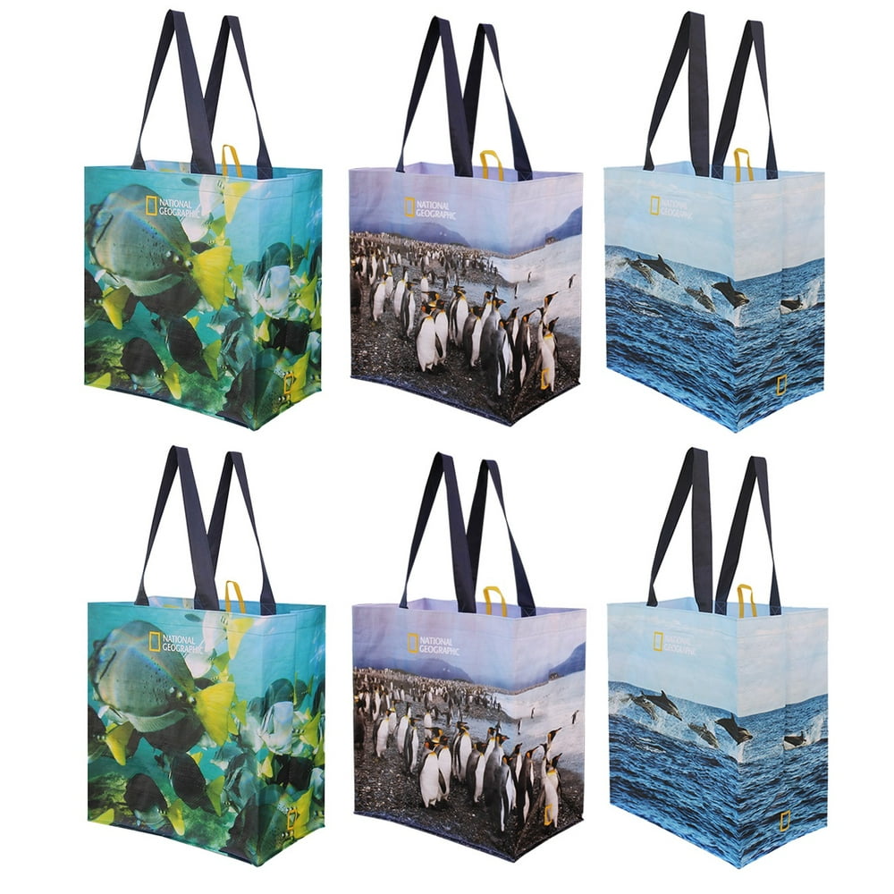 Reusable Grocery Bags Shopping Tote with National Geographic Prints