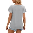 thumbnail image 2 of Avamo Summer Tops Ladies Pleated Tunic Blouse Basic Tee Women Loose Ruffled Short Sleeve T-shirt Grey 2XL, 2 of 9