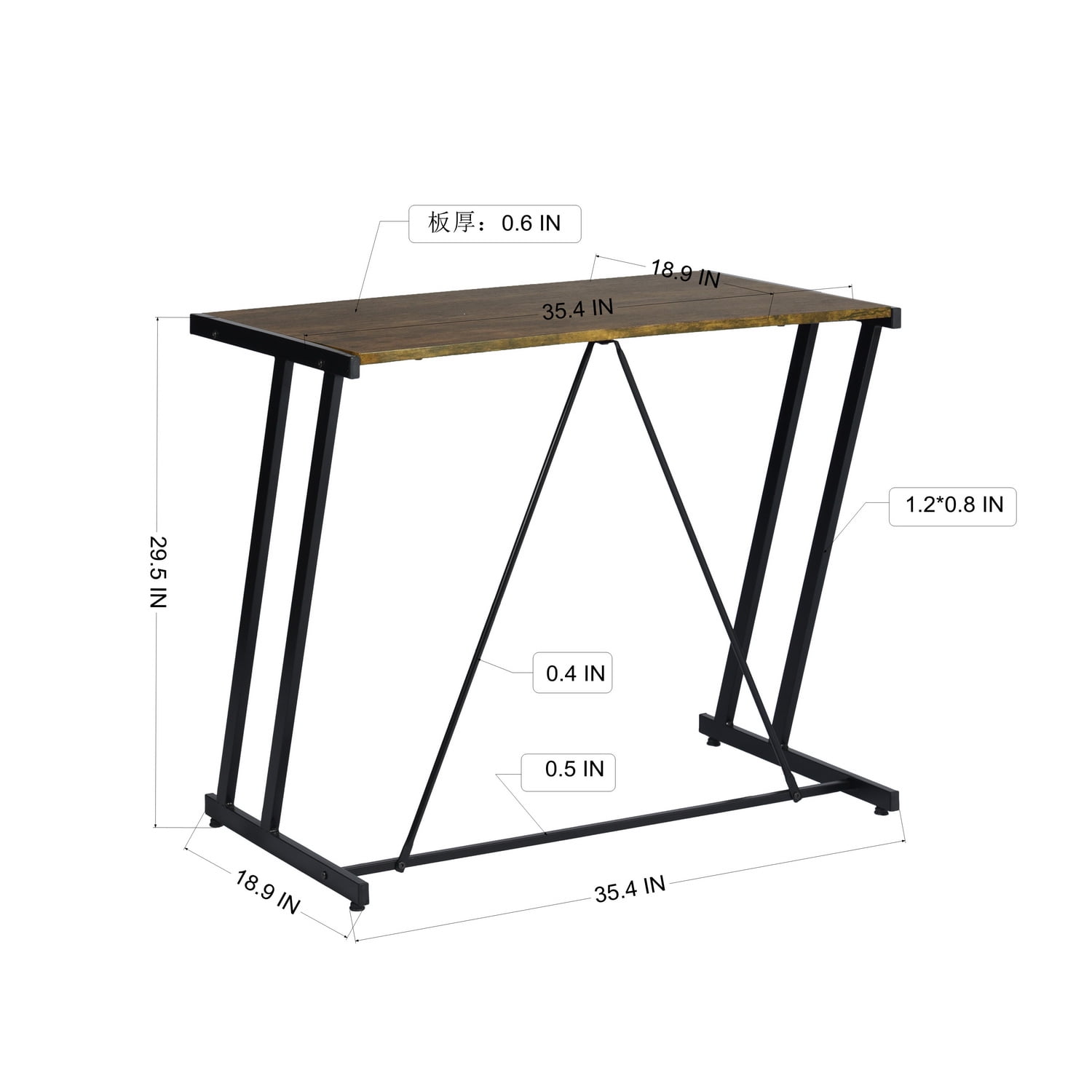 Kepooman Computer Desk Home Office Desk, Industrial Desk Study Writing Table PC Gaming Desk for Home Office Workstation Bedroom, Walnut Color Kepooman Computer Desk Home Office Desk, Industrial Desk Study Writing Table PC Gaming Desk for Home Office Workstation Bedroom, Walnut Color