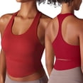thumbnail image 2 of Linfrsh Womens' Sports Bra Longline Wirefree Padded with Medium Support Red,M, 2 of 5