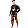 thumbnail image 2 of Yuaguia Family Matching Halloween Pajamas Set, Long Sleeve Black Ghost Print Top and Pumpkin Pants Sleepwear, Spooky Holiday Loungewear for Family Party, Home Outfits, Men XL, 2 of 5