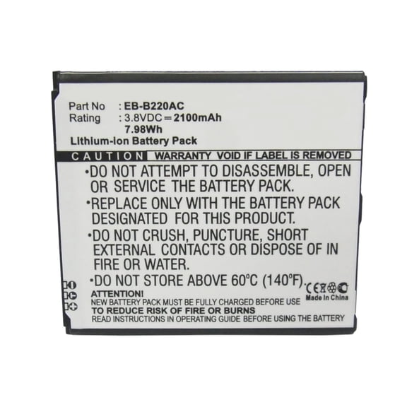 Batteries N Accessories BNA-WB-L3607 Cell Phone Battery - Li-Ion, 3.8V, 2100 mAh, Ultra High Capacity Battery - Replacement for Samsung EB-B220AC Battery