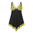 thumbnail image 3 of ibiyuan Womens Plus Size Tankini Swimsuit Two Piece Tummy Control Bathing Suit Floral Flowy Swim Tops with Short Swimwear Tie Dye Women's Swimsuits,Yellow, 3 of 4