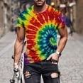 thumbnail image 2 of Taqqpue Mens Tie Dye T Shirt Short Sleeve Round Neck Shirts Summer Muscle Gym Tops Casual Quick Dry Workout Athletic Bodybuilding Cotton Tee, 2 of 5