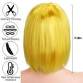 thumbnail image 3 of Deago 12" Short Straight Bob Wig with Bangs Synthetic Colorful Cosplay Costume Halloween Party Flapper Wig for Women (Yellow), 3 of 8