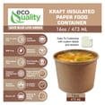 thumbnail image 2 of EcoQuality [75 Pack] 16 oz Disposable Kraft Paper Soup Containers - Pint Ice Cream Containers, Frozen Yogurt Cups, Restaurant, Microwavable, Take Out, Food Storage, Recyclable, 2 of 9
